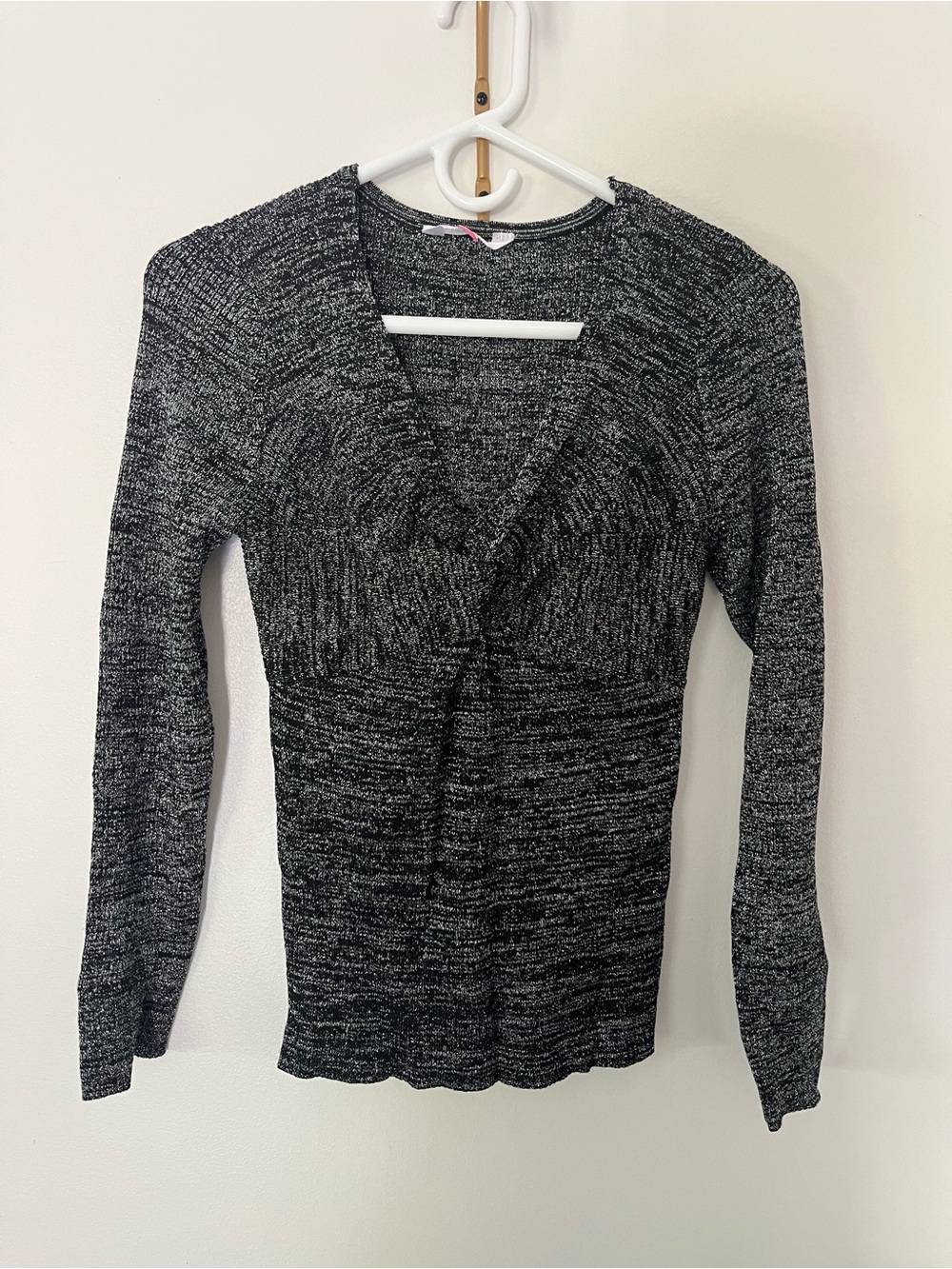Women's sparkly Black V-Neck Sweater - Stylish Knit Top